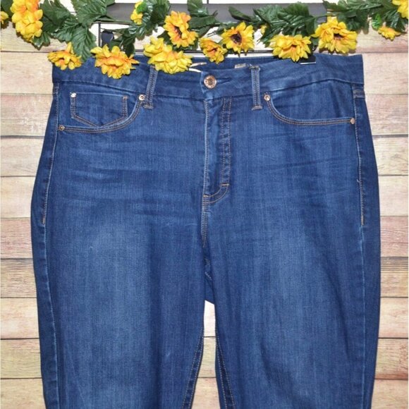 Seven7 Dark Denim Stretch Jeans Size 14 Tummyless High Rise Skinny Jeans Comfort - Picture 2 of 11